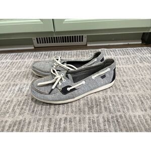 Sperry Top-Sider Womens Boat Shoes Canvas Slip-On Casual Comfort Gray Size 10